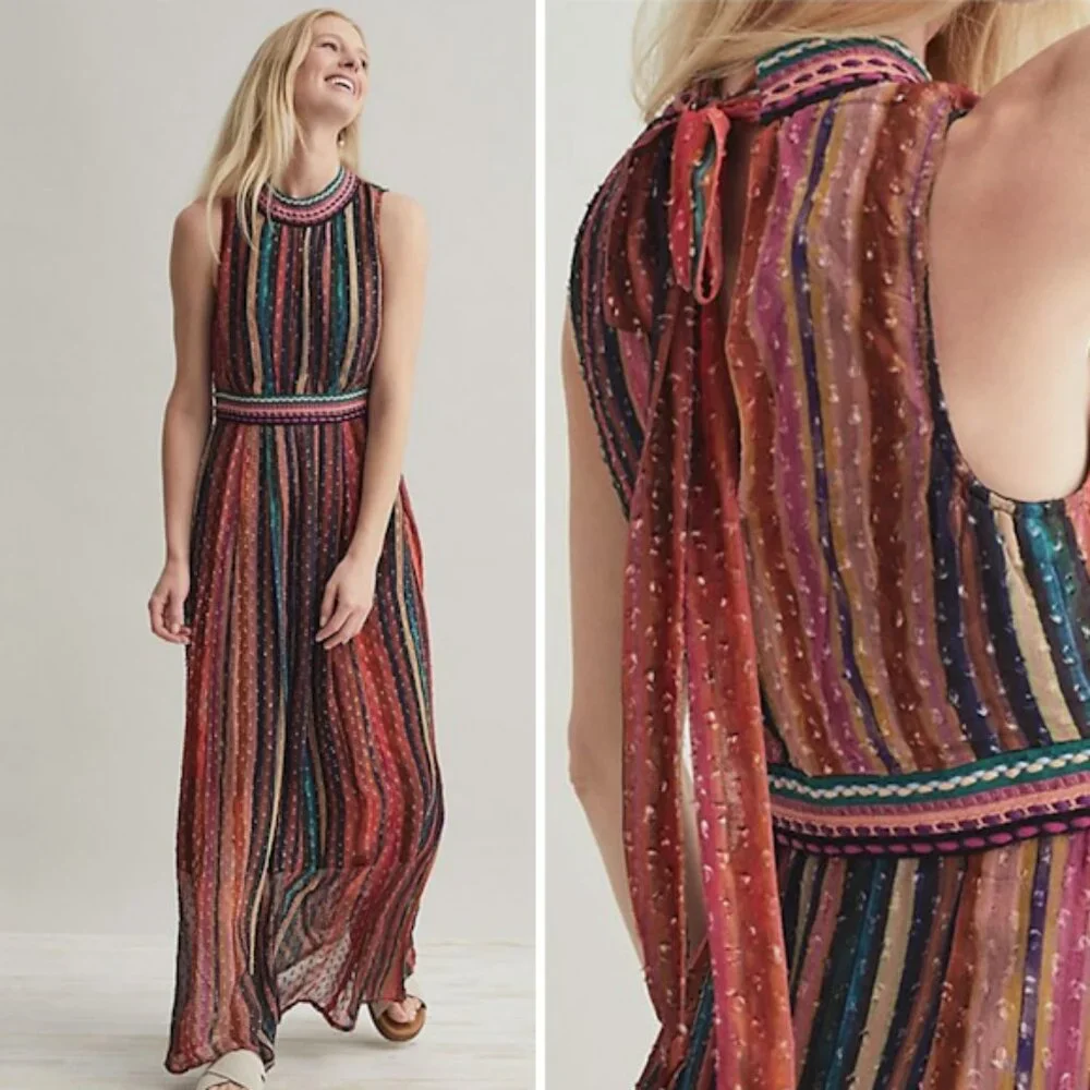 Anthropologie Blank London Halterneck Textured Maxi Dress